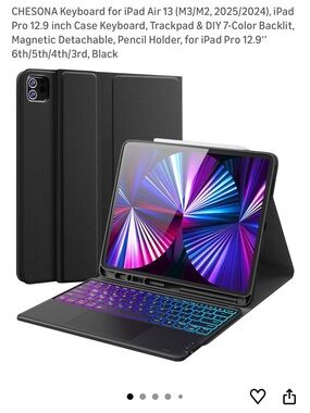 Magnetic Detachable Keyboard Case for iPad Pro 12.9 - Black